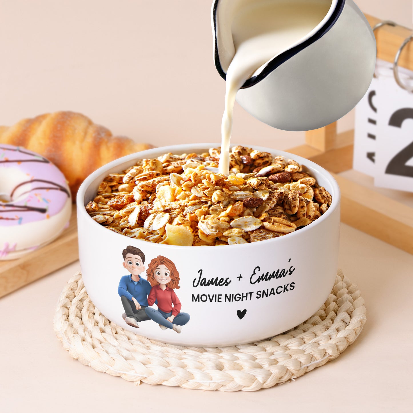 Couple Movie Night Snacks - Personalized Ceramic Bowl