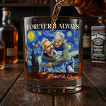 Couple Photo Van Gogh Art Forever & Always - Personalized Whiskey Glass