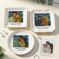 Couple Photo Van Gogh Style Art Anniversary Valentine's Day Gift - Personalized Jewelry Dish