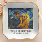 Couple Photo Van Gogh Style Art Anniversary Valentine's Day Gift - Personalized Jewelry Dish