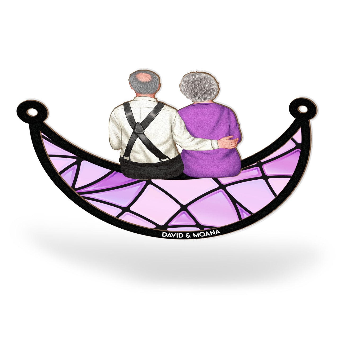 Couple Sitting On The Moon - Personalized Window Hanging Suncatcher Ornament