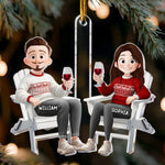 Couple Sitting Together - New Version - Personalized Acrylic Ornament