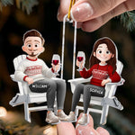 Couple Sitting Together - New Version - Personalized Acrylic Ornament
