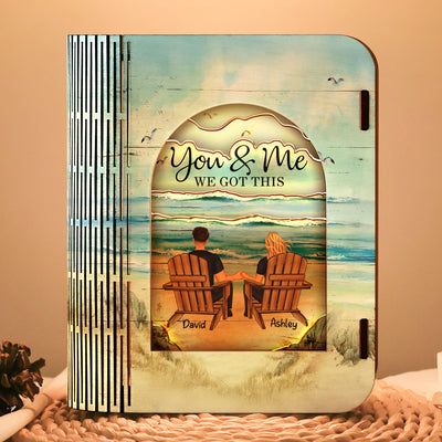 Couple Sitting Together - Personalized 3D Wooden Puzzle Night Light