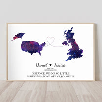 Couple Star Map With Country - Distance Means So Little - Personalized Poster
