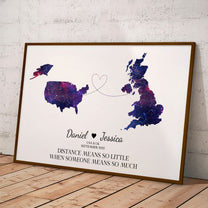 Couple Star Map With Country - Distance Means So Little - Personalized Poster