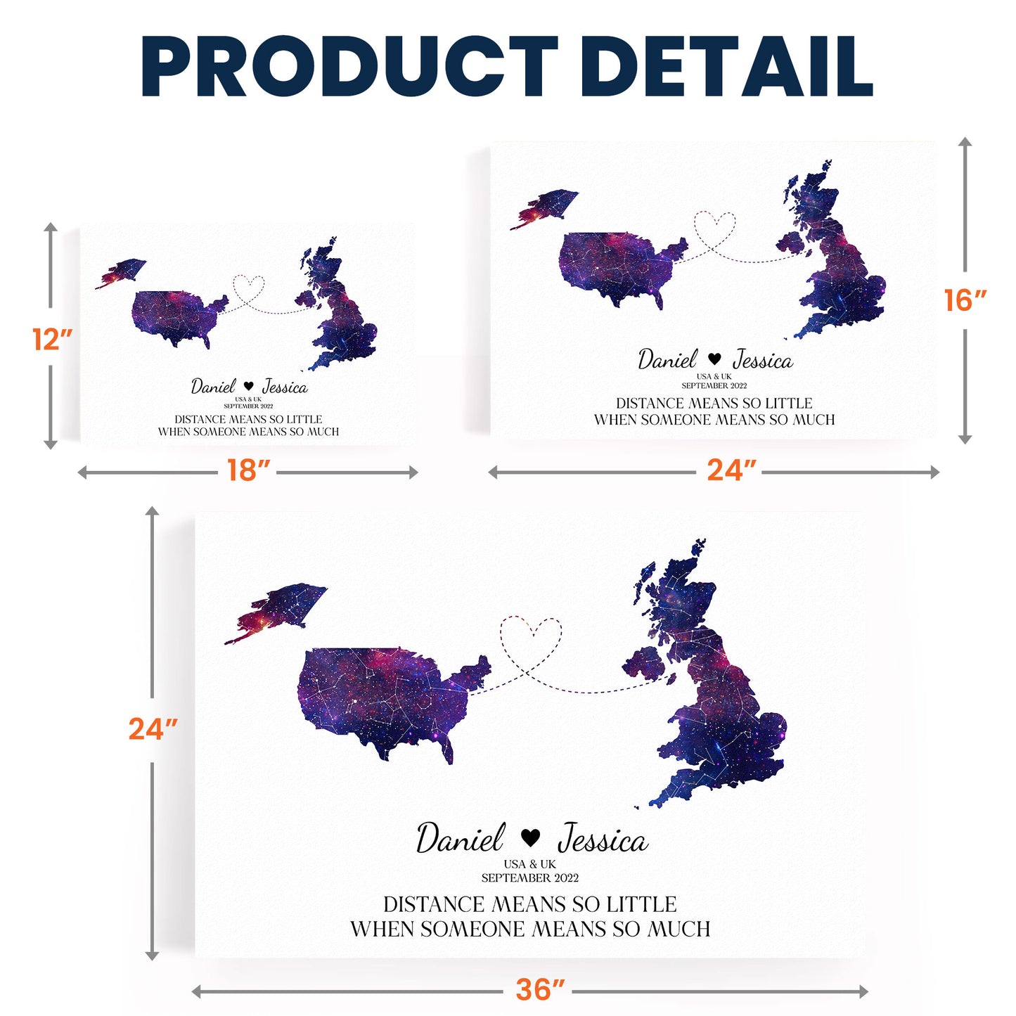 Couple Star Map With Country - Distance Means So Little - Personalized Poster