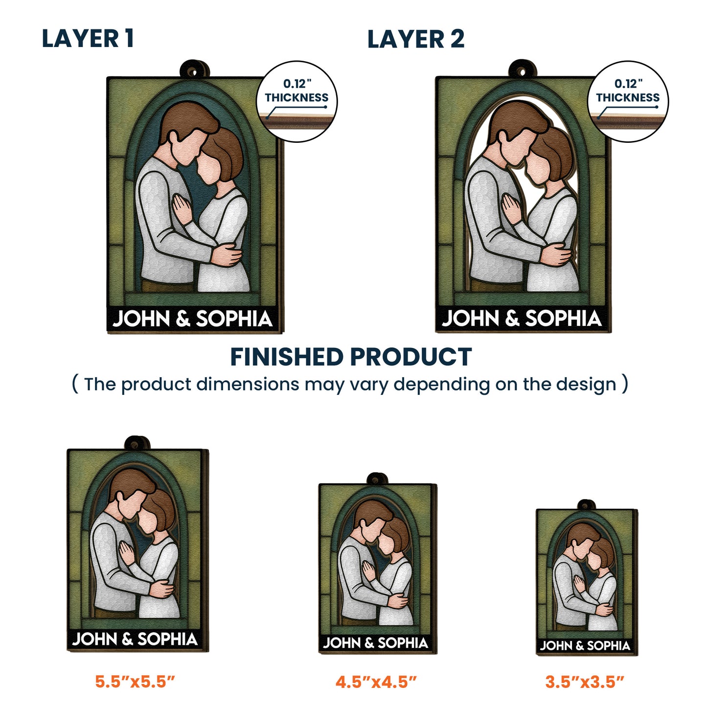 Couple Together - Personalized Wooden Ornament