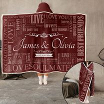 Couple Gifts Custom Name - Personalized Wearable Blanket Hoodie