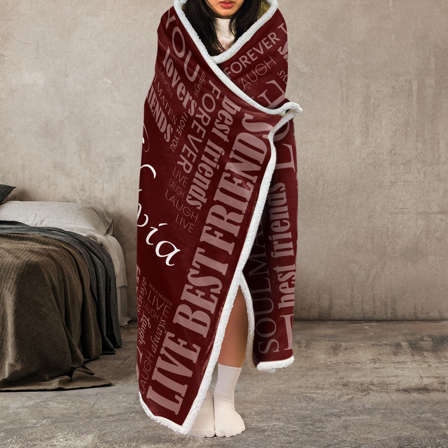 Couple Gifts Custom Name - Personalized Wearable Blanket Hoodie