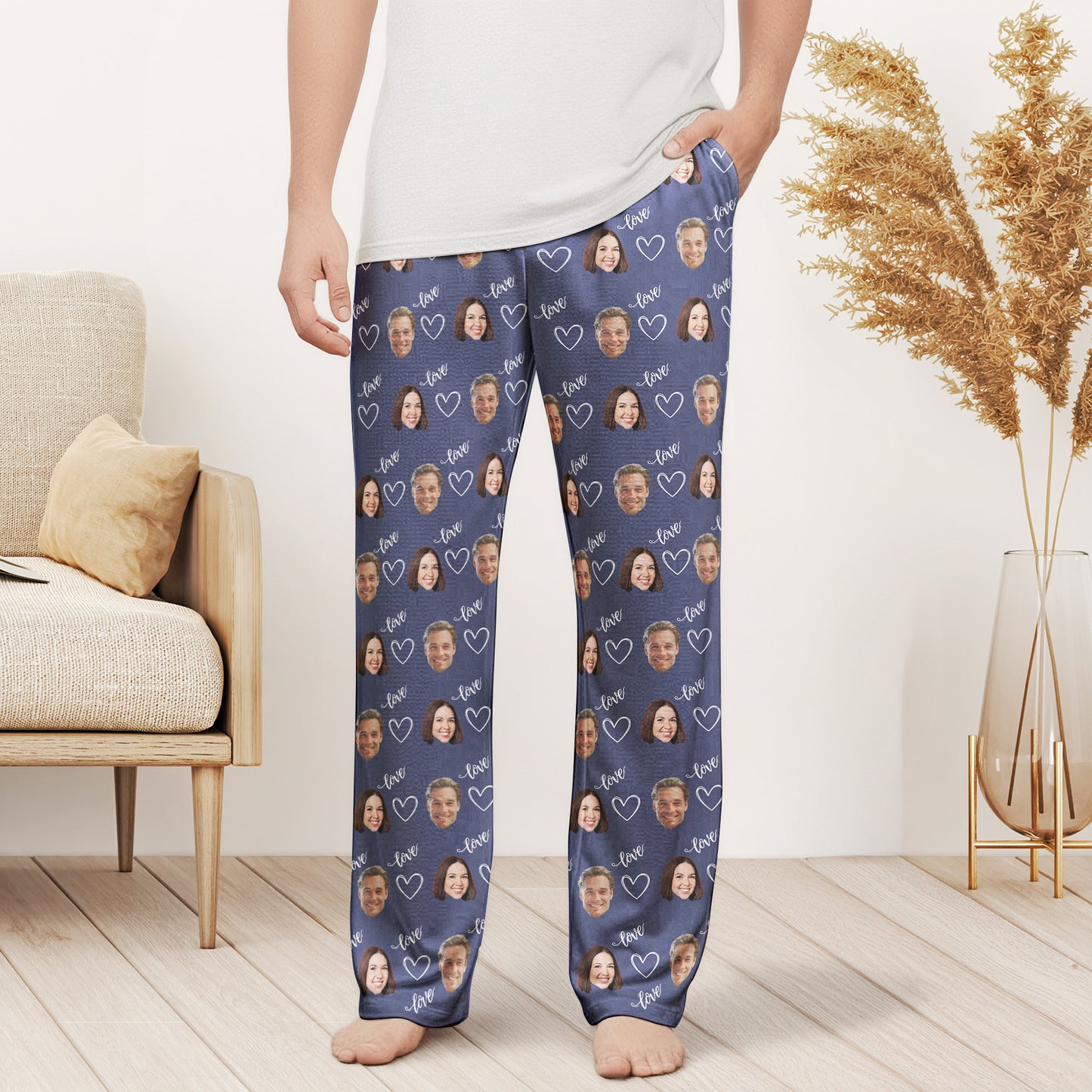 Couple, Family, Matching Pants - Personalized Photo Matching Lounge Pants With Pockets