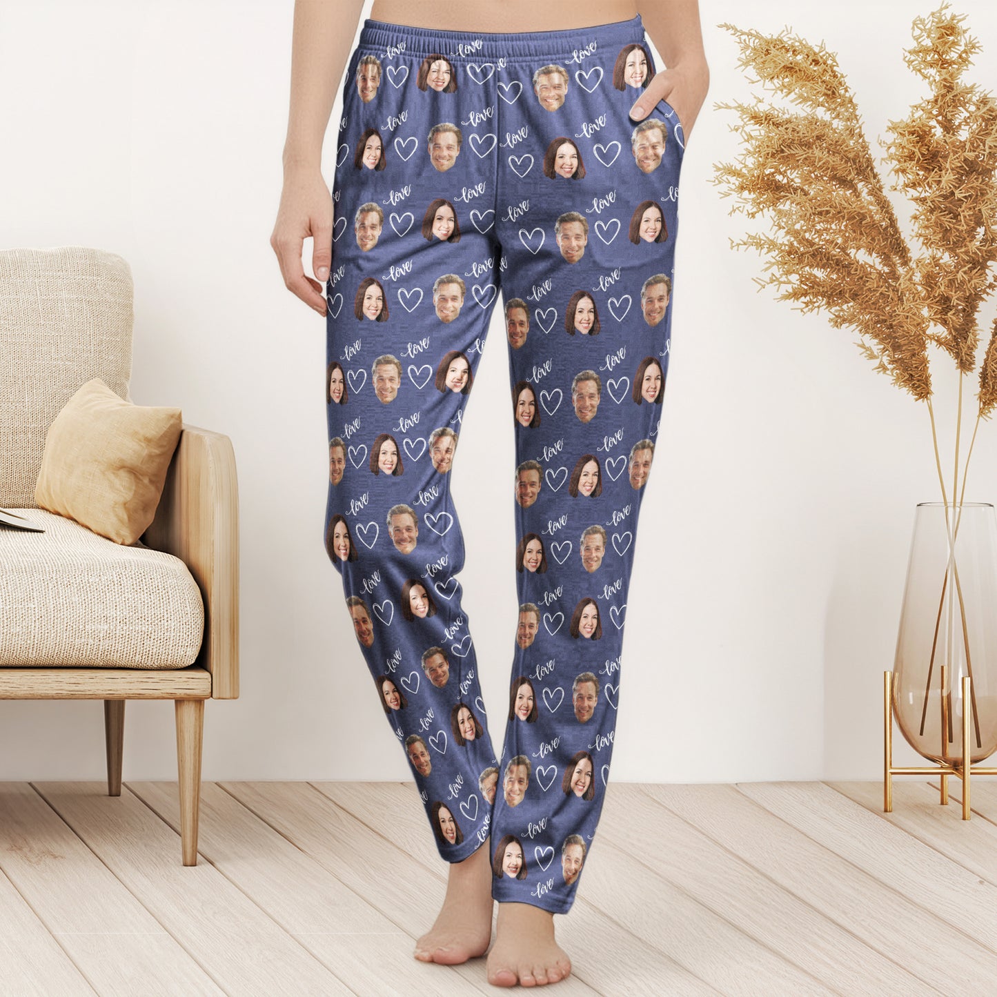 Couple, Family, Matching Pants - Personalized Photo Matching Lounge Pants With Pockets