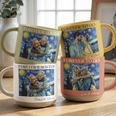 Couple Photo Van Gogh Art Forever & Always Anniversary Gift For Him, Her - Personalized Mug