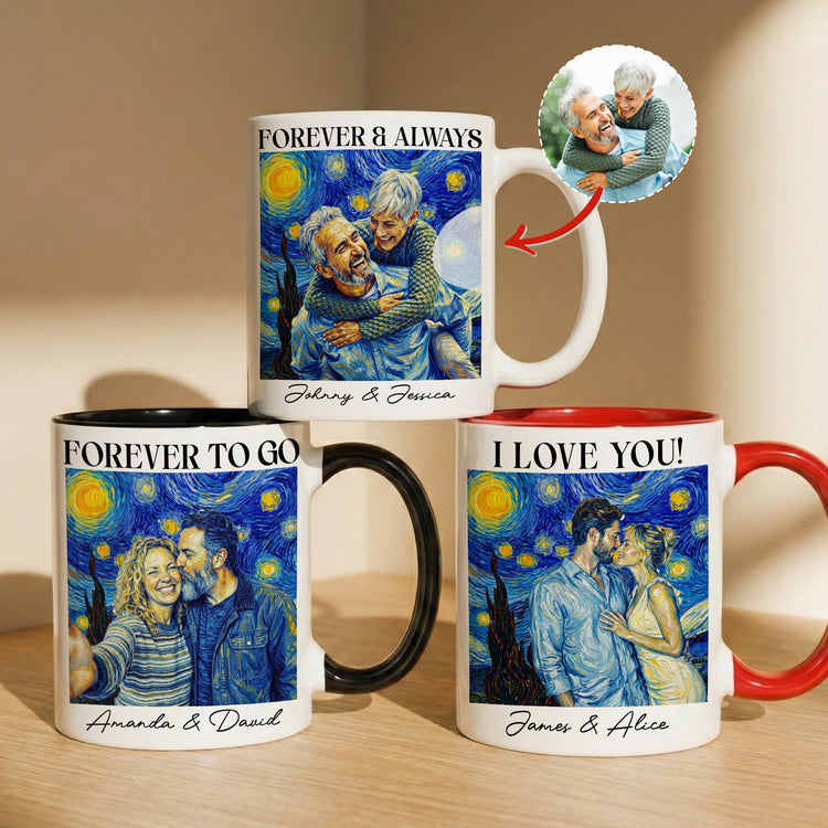 Couple-Photo-Van-Gogh-Art-Forever-&-Always-Anniversary-Gift-For-Him-Her-Personalized-Mug-1