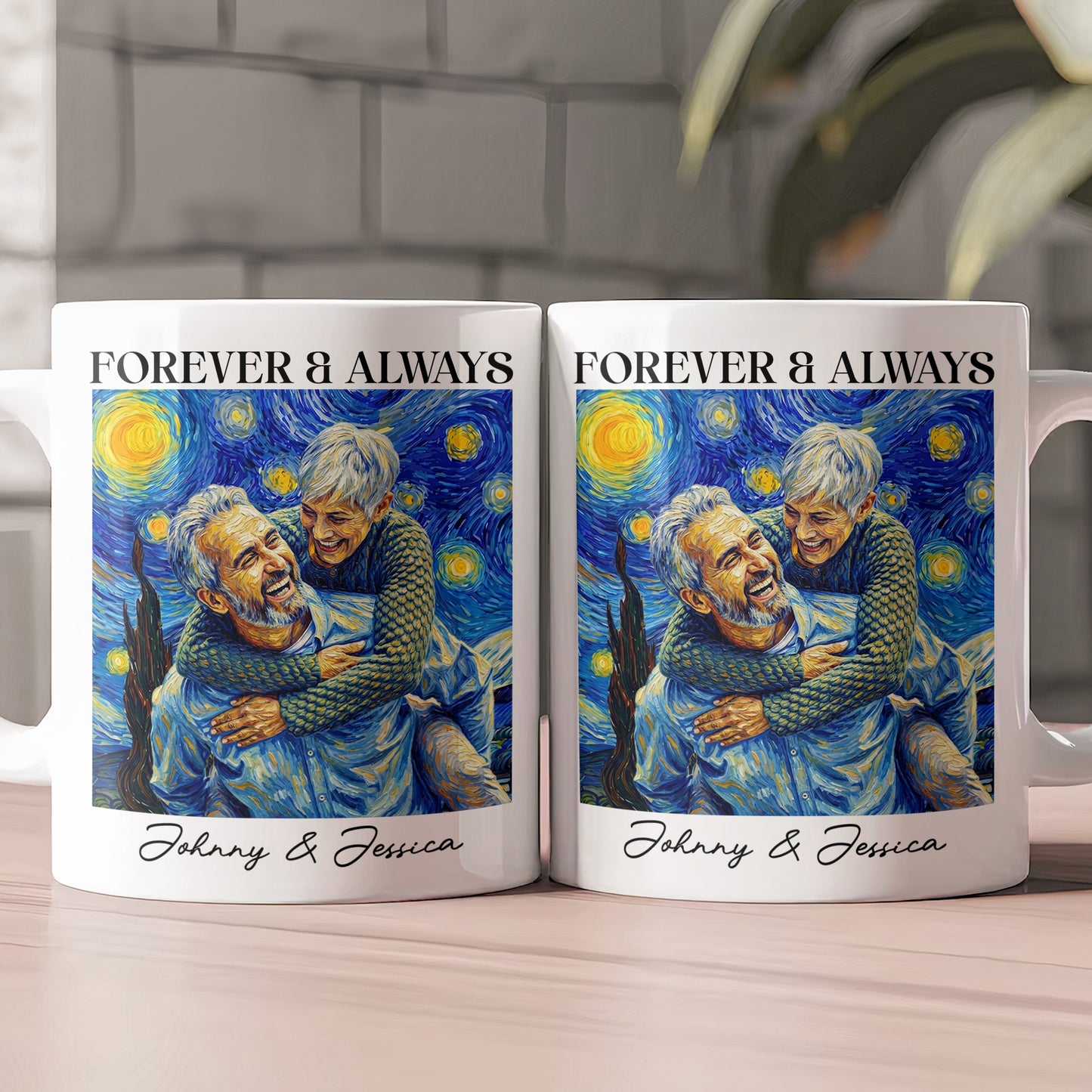 Couple-Photo-Van-Gogh-Art-Forever-&-Always-Anniversary-Gift-For-Him-Her-Personalized-Mug-2