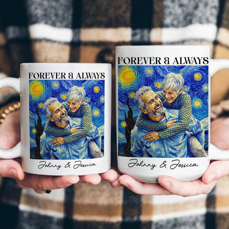 Couple-Photo-Van-Gogh-Art-Forever-&-Always-Anniversary-Gift-For-Him-Her-Personalized-Mug-3
