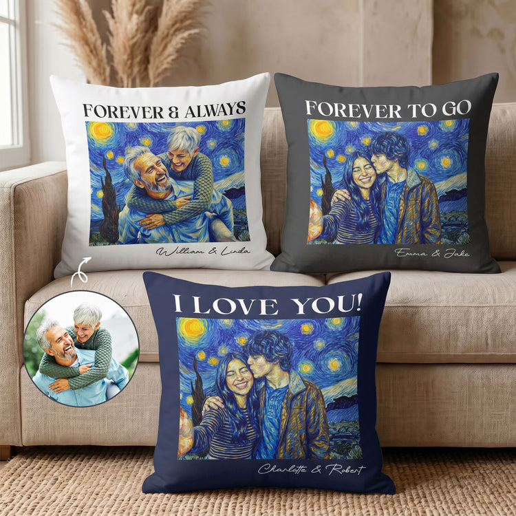 Couple-Photo-Van-Gogh-Art-Forever-&-Always-Anniversary-Gift-For-Him-Her-Personalized-Pillow-1