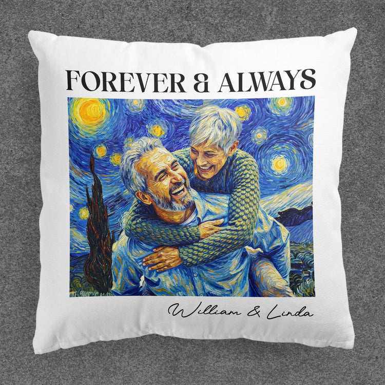 Couple-Photo-Van-Gogh-Art-Forever-&-Always-Anniversary-Gift-For-Him-Her-Personalized-Pillow-2
