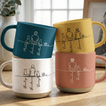Couple-With-Pet,-Dog-Lovers,-Cat-Lovers-Line-Art-Style-Personalized-Mugs-1