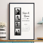 Couples Anniversary Gift Custom Photo Print With Special Date Calendar - Personalized Photo Poster