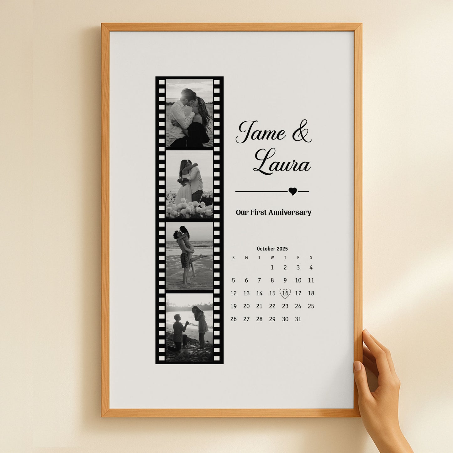 Couples Anniversary Gift Custom Photo Print With Special Date Calendar - Personalized Photo Poster