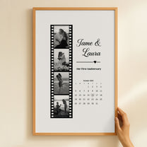 Couples Anniversary Gift Custom Photo Print With Special Date Calendar - Personalized Photo Poster