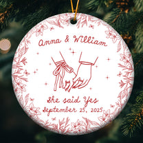 Couples First Christmas Married, Engaged Newlywed 1st Xmas Gift - Personalized Ceramic Ornament