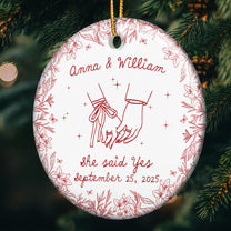 Couples First Christmas Married, Engaged Newlywed 1st Xmas Gift - Personalized Ceramic Ornament