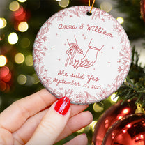 Couples First Christmas Married, Engaged Newlywed 1st Xmas Gift - Personalized Ceramic Ornament