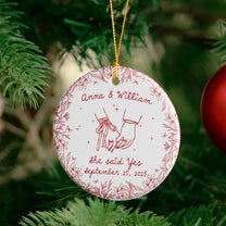 Couples First Christmas Married, Engaged Newlywed 1st Xmas Gift - Personalized Ceramic Ornament