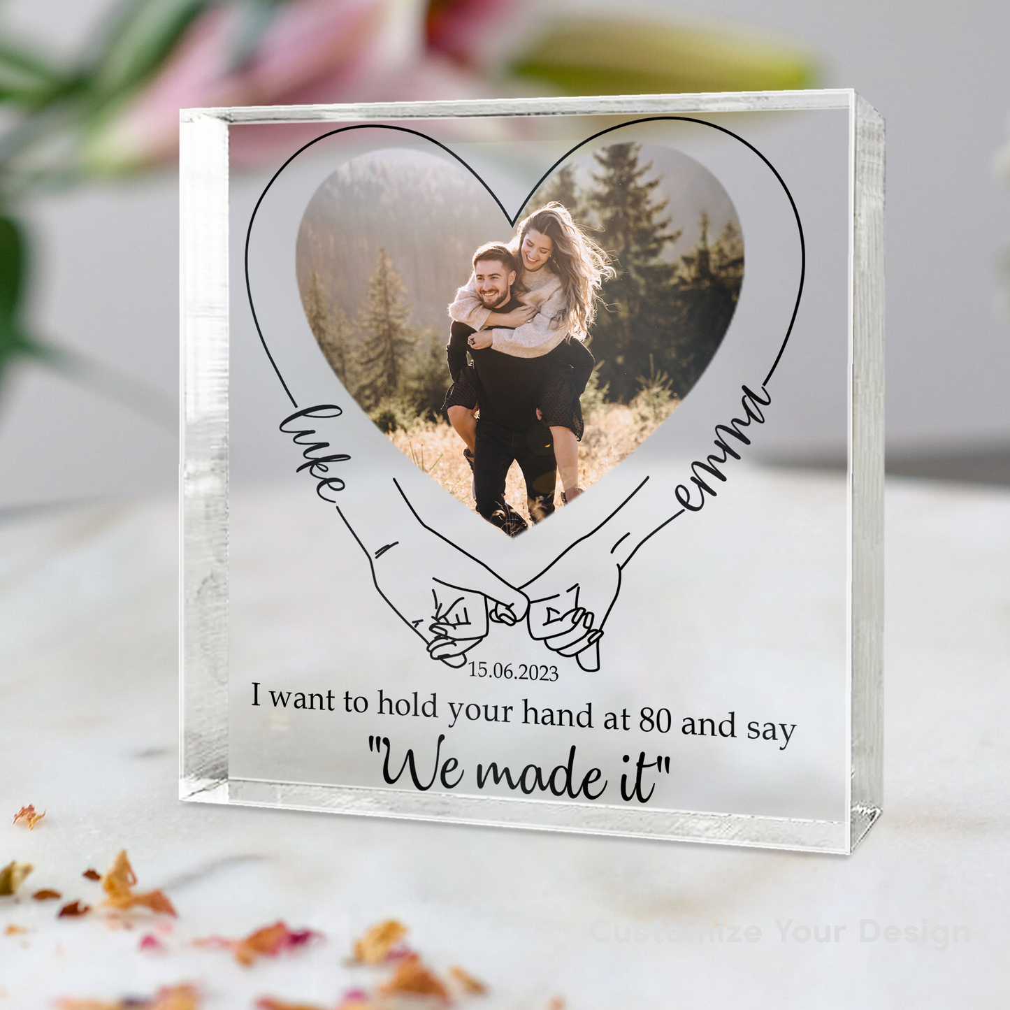 Couples Holding Hands We Made It - Personalized Acrylic Photo Plaque