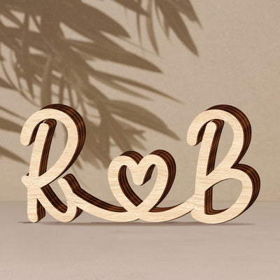 Couples Initials Sign Custom Initials Name Decors - Personalized Line Art Sculpture