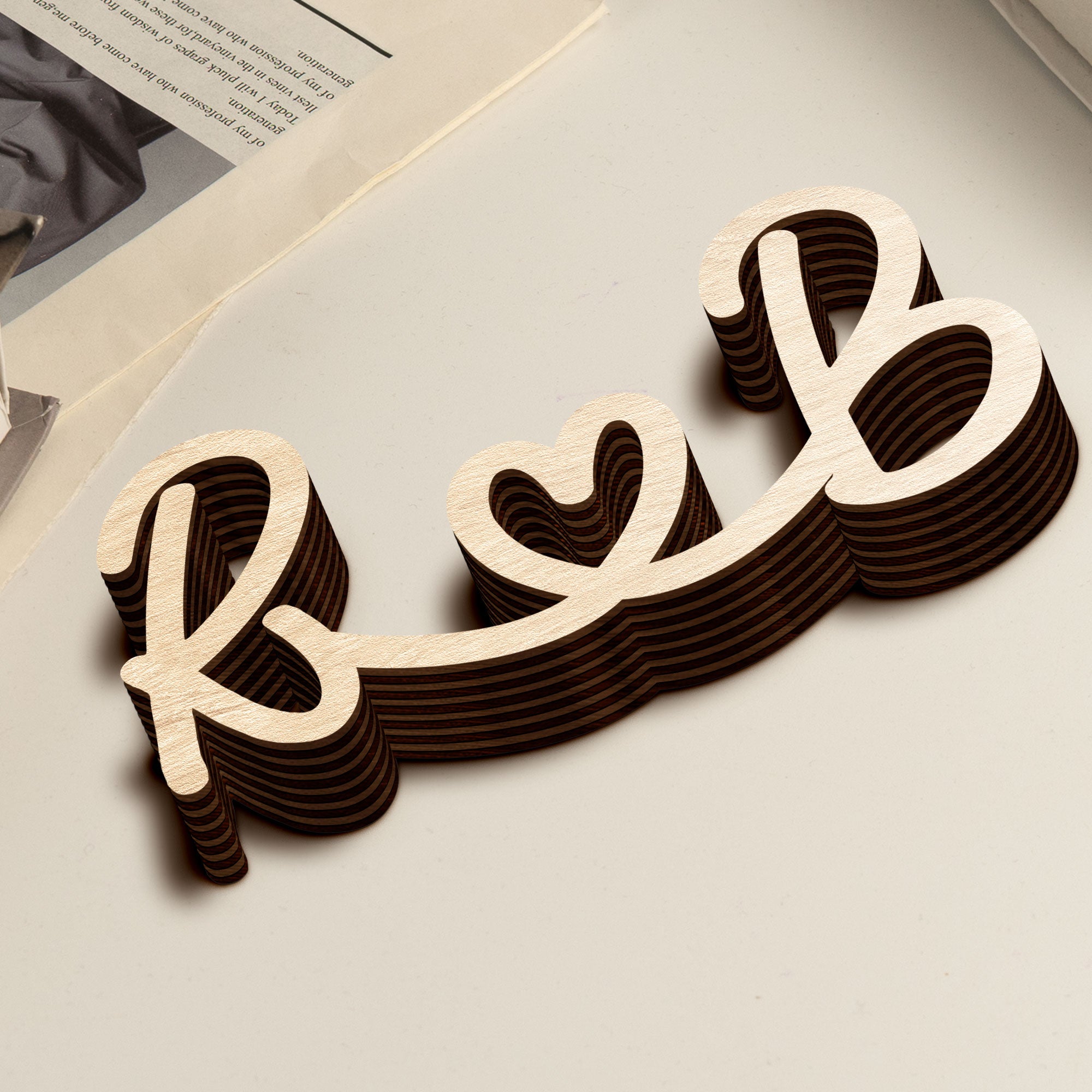 Couples Initials Sign Custom Initials Name Decors - Personalized Line Art Sculpture