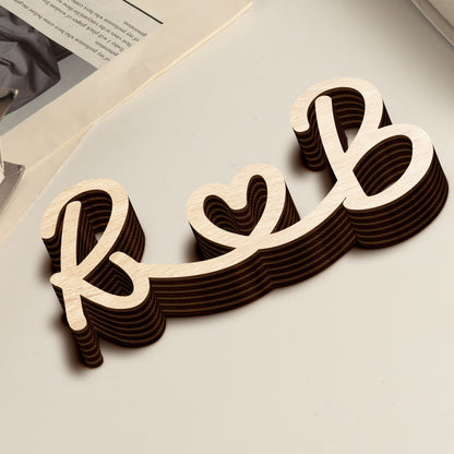 Couples Initials Sign Custom Initials Name Decors - Personalized Line Art Sculpture