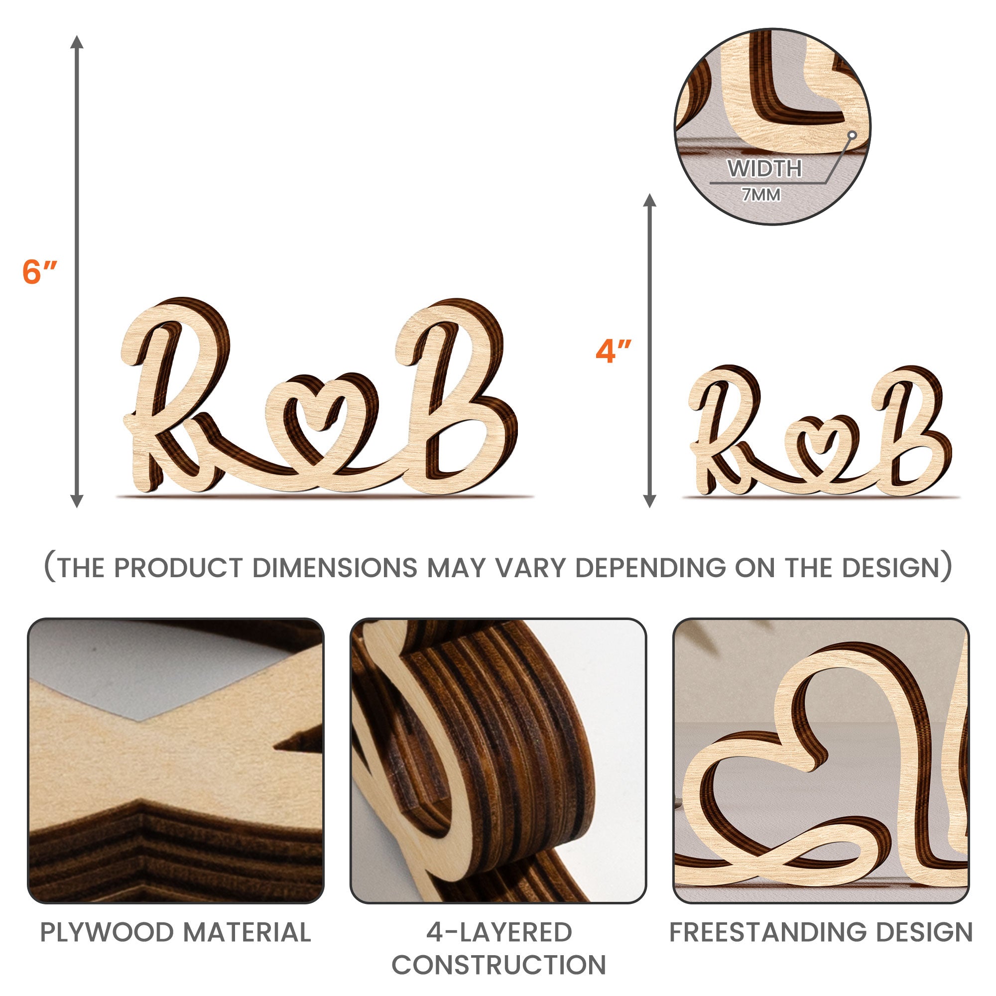 Couples Initials Sign Custom Initials Name Decors - Personalized Line Art Sculpture