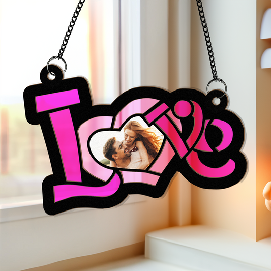 Couples Love Anniversary Gifts - Personalized Window Hanging Suncatcher Photo Ornament