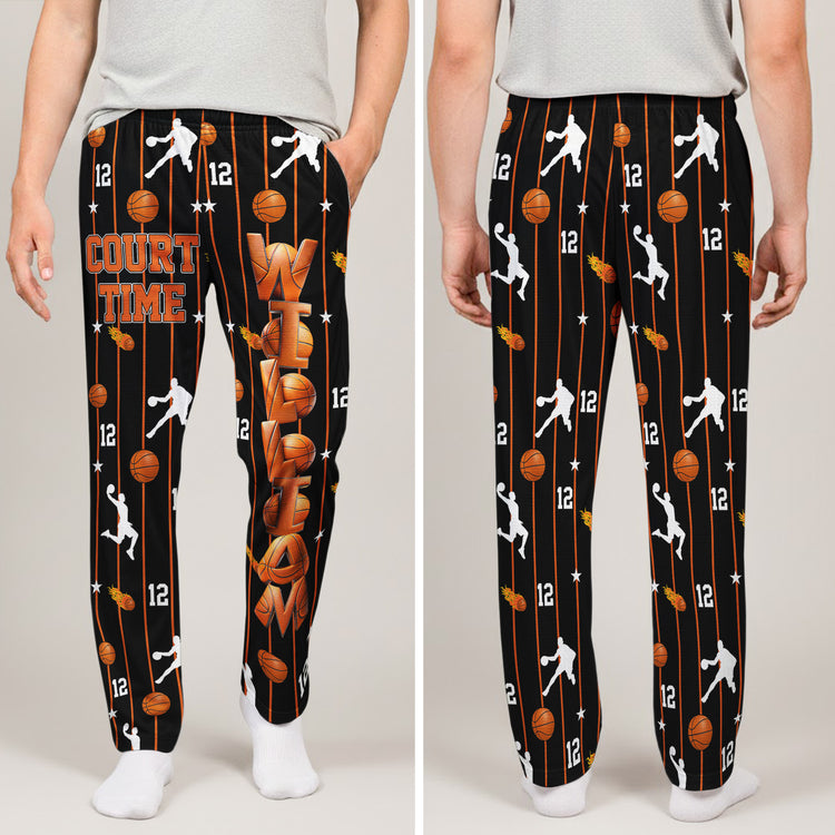 Court-Time-Basketball-Pants-Custom-Name-For-Boy,-Girl,-Family-Personalized-Lounge-Pants-2