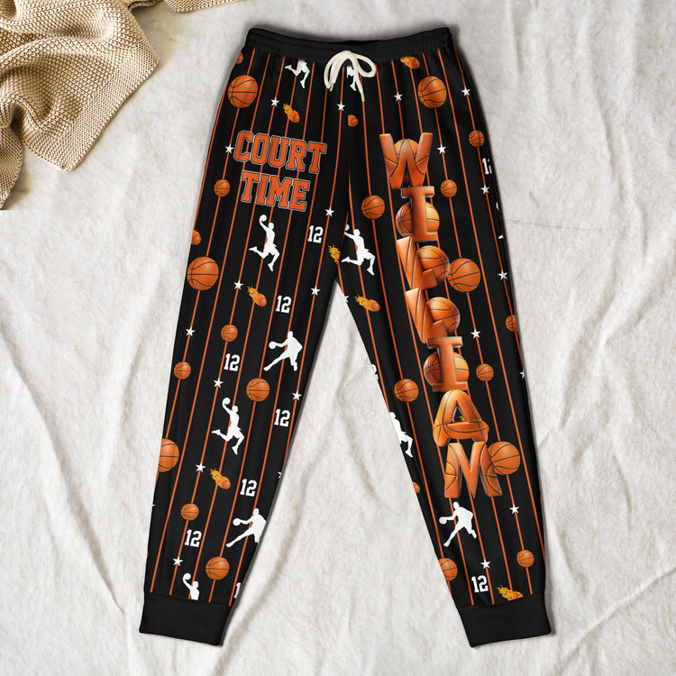 Court-Time-Basketball-Pants-Custom-Name-For-Boy,-Girl,-Family-Personalized-Lounge-Pants-4