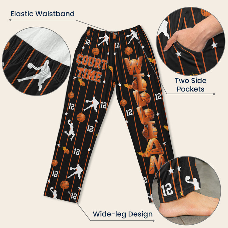 Court-Time-Basketball-Pants-Custom-Name-For-Boy,-Girl,-Family-Personalized-Lounge-Pants-5