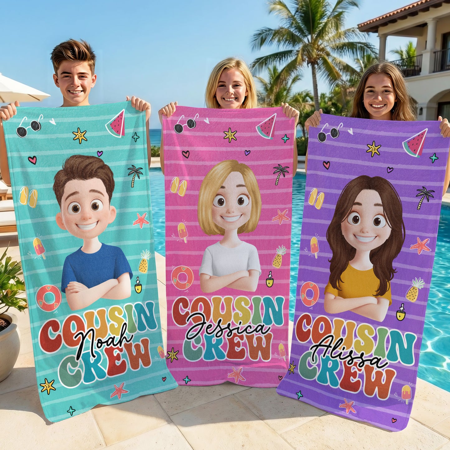 Cousin Crew Family Vacation - Personalized Quick-Dry Beach Towel