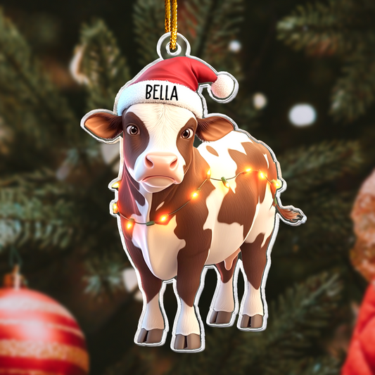 Cow Ornaments Christmas Cow Decorations Xmas Bauble - Personalized Acrylic Ornament