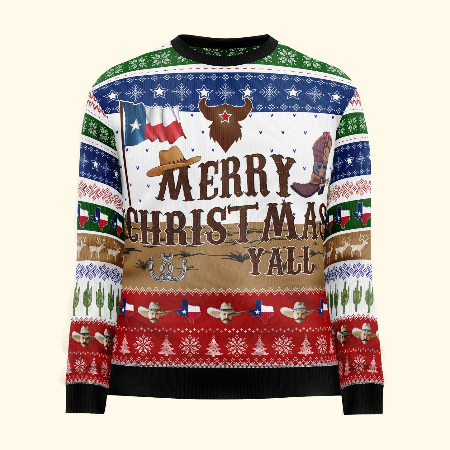 Cowboy Merry Christmas Y'All Texas Nation - Ugly Sweater