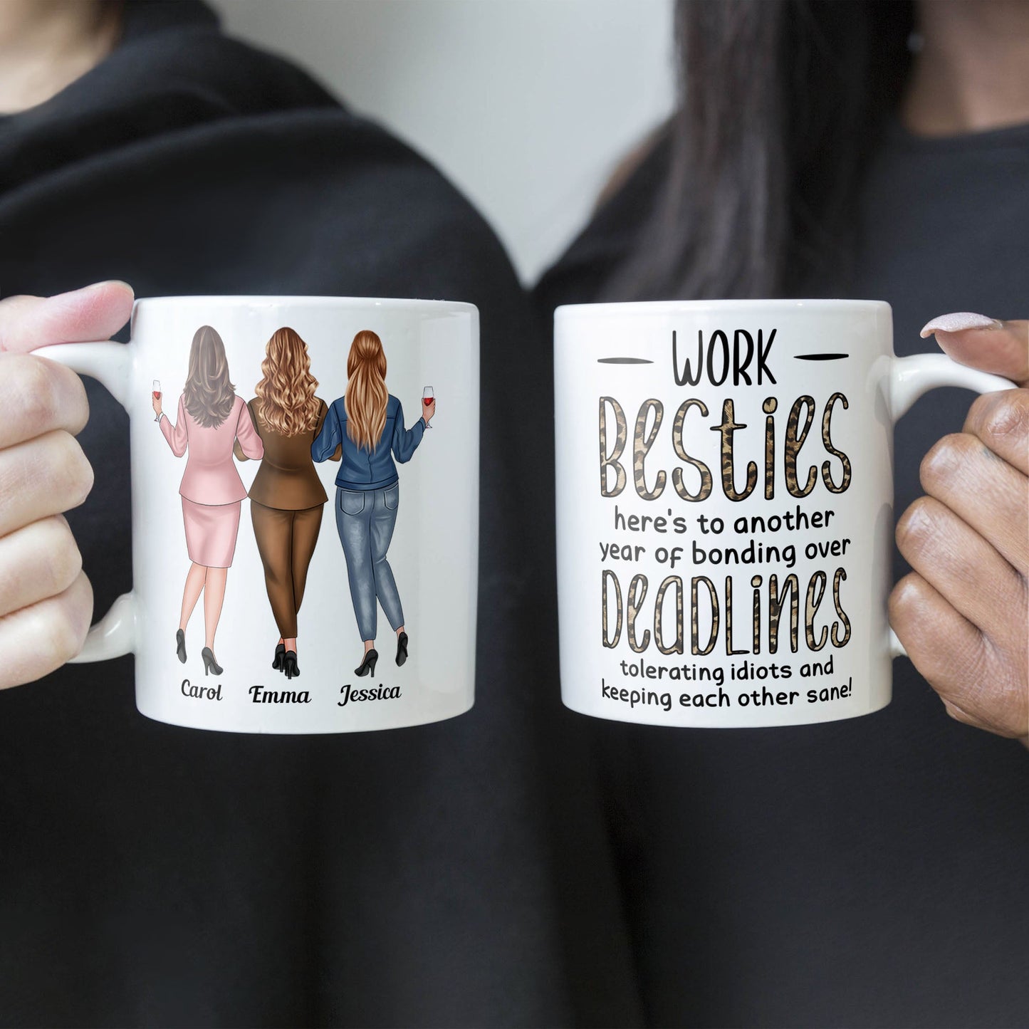 Coworkers, Alcohol Tolerating, Bonding Over Deadlines, Keeping Each Other Sane - Personalized Mug - Gift For Coworker, Colleague, Work Bestie, Friend, Work Bestie