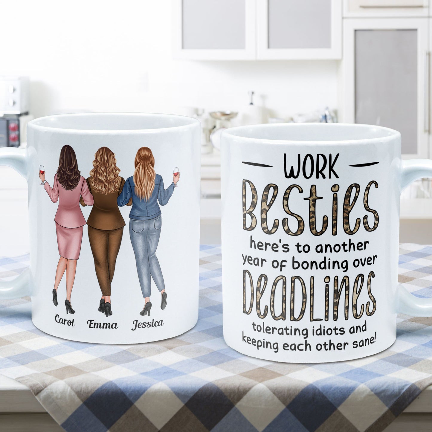 Coworkers, Alcohol Tolerating, Bonding Over Deadlines, Keeping Each Other Sane - Personalized Mug - Gift For Coworker, Colleague, Work Bestie, Friend, Work Bestie