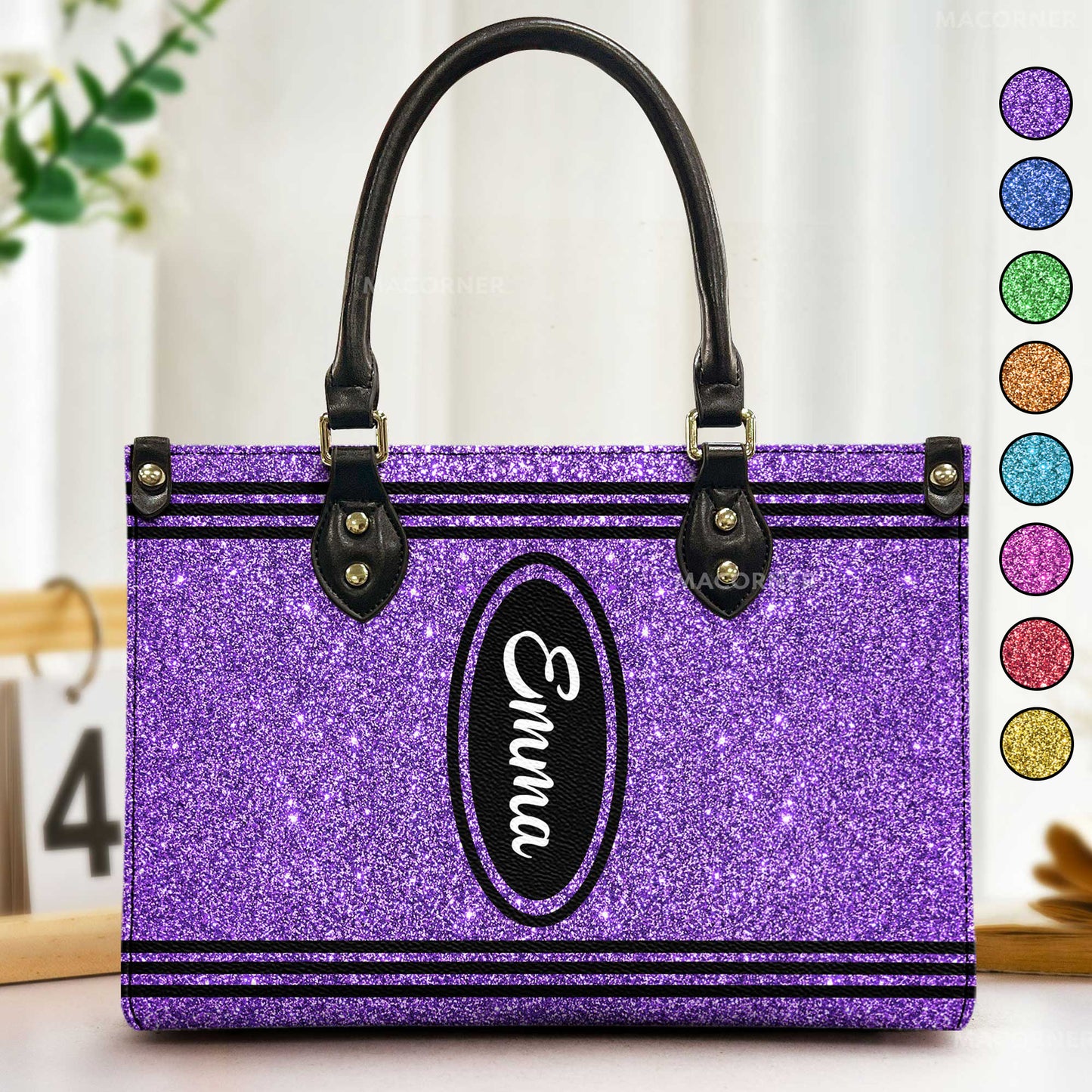 Crayon Glitter Style - Personalized Leather Bag