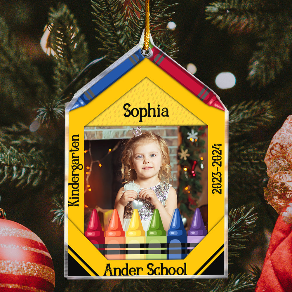 Crayon Picture School - Personalized Acrylic Photo Ornament