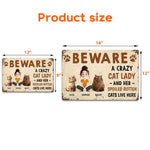 Crazy Cat Lady And Her Cats - Personalized Metal Sign