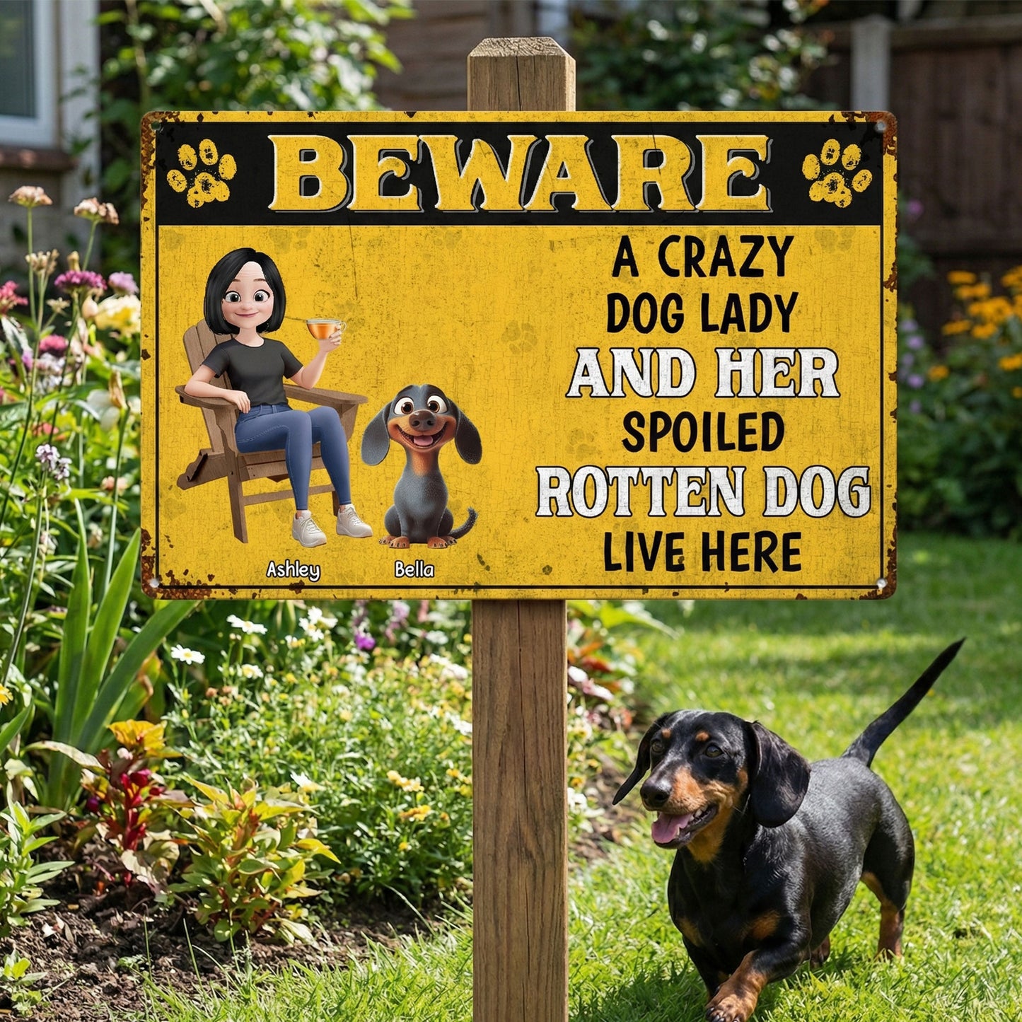 Crazy Dog Lady & Her Spoiled Rotten Dogs Live Here - Personalized Metal Sign