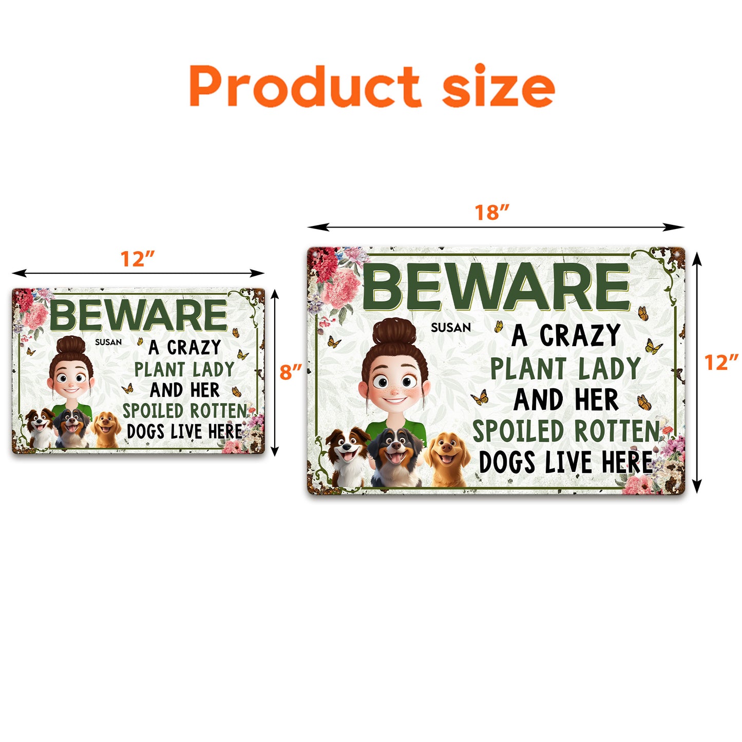 Crazy Plant Lady & Her Dogs - New Cartoon Pet - Personalized Metal Sign