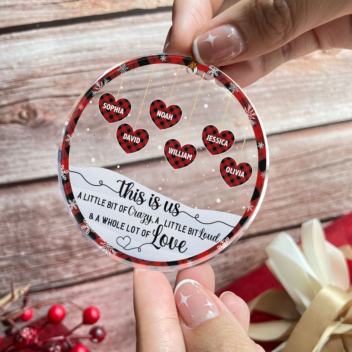 Crazy, Loud, Love Family - Personalized Acrylic Ornament